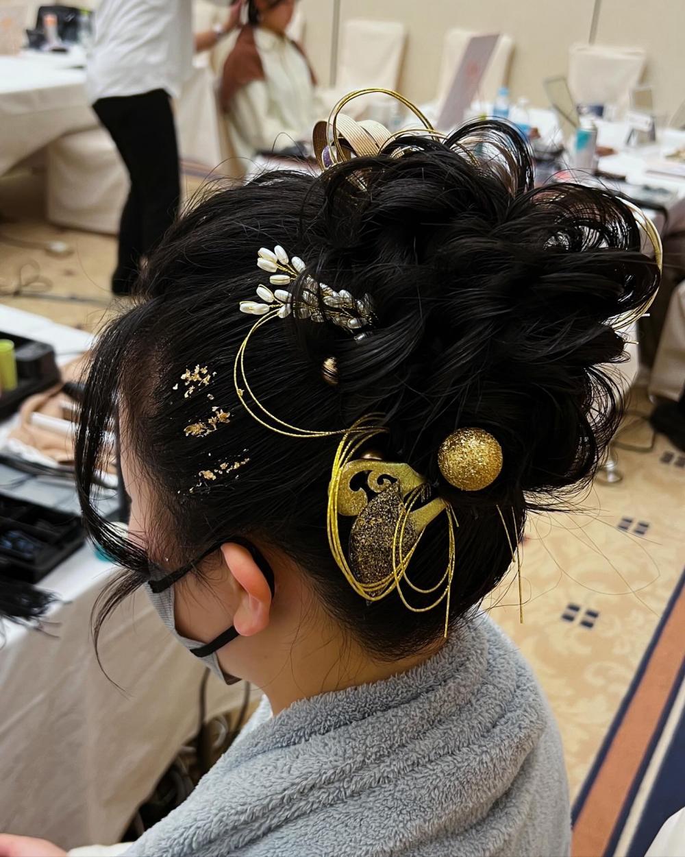 ヘアモアセット ヘアセット】 和装高めシニヨン 茅ヶ崎ヘアセット 早朝セット