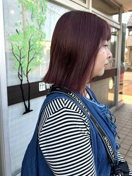 フレームヘア frame hair ボブ×チェリーレッド