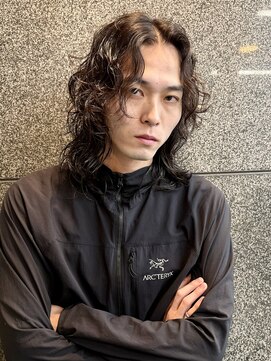 レコ 渋谷(LECO) アンニュイメンズミディアムロングウルフパーマ
