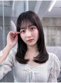 美髪韓国レイヤーイメチェン似合わせチェリーブラウンミニウルフ