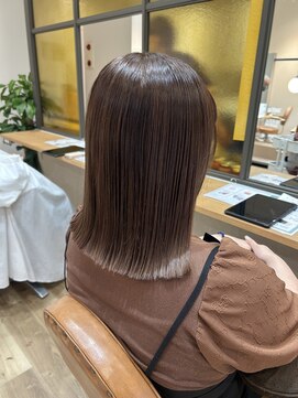 ヘアポケット スタイル店(HAIR POCKET) ぱっつとロングbob×明るめベージュ