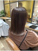 ぱっつとロングbob×明るめベージュ