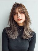 顔周りカットハッシュカットダークブラウンワンホンレイヤー韓国