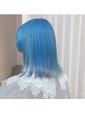 Wカラーのスカイブルー透明感ミディアムスタイル☆