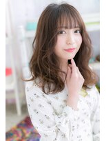 ミック ヘアアンドメイク アップ 駒込店(miq Hair&Make up)&nbsp;シースルーバング甘辛MIXカールゆるふわ大人巻きくびれヘアa1
