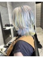 アンダーバーホワイト 鳳店(_WHITE)&nbsp;3Dデザイン水色イエローカラー