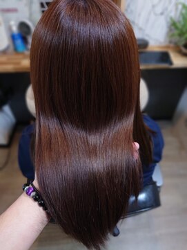 ヘアーカルチャー 小倉台店 HAIR CULTURE ロングストレート髪質改善カラー大人可愛いレッドブラウン