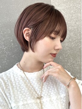 ロンドシエル 横浜(Lond ciel) 丸みショート×前髪×ピンクブラウン【横浜ショート】