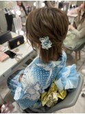 浴衣ボブハーフアップ