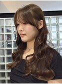 大人っぽいシースルーバング×オリーブベージュ