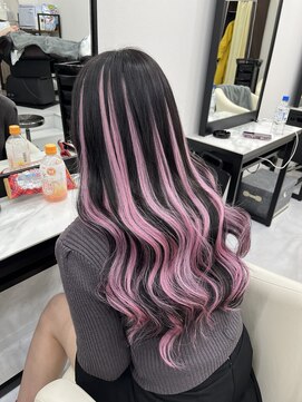 ウィステル(wistell) 【エクステで作る】ピンクバレイヤージュ！！/ピンク/ブラック