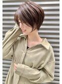 大人可愛い20代30代黒髪前下がりショートボブ／丸みショート○
