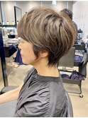 40代50代60代白髪マッシュショートボブ大人美人くびれ髪質改善
