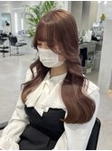 ピンクベージュカラーレイヤーカット【chisato指名】