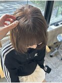 アプリコットオレンジ/くびれヘア/ウェーブショート［新潟］