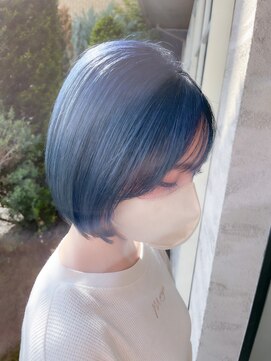 セットアップ 岡山北長瀬店(SET-UP) ブルーカラー ケアブリーチ ダブルカラー ボブ