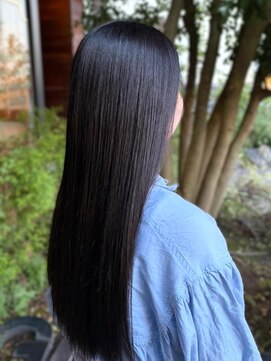 髪質改善 ロングストレート 縮毛矯正 黒髪 20代 30代 ツヤ髪