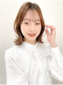 大人ガーリー ダークアッシュ似合わせカットミディアムレイヤー