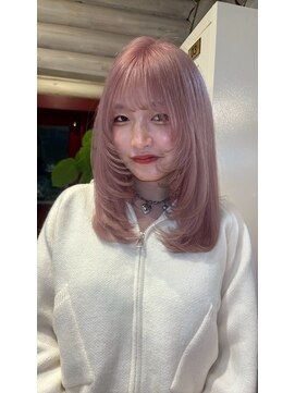 クレエ ヘアー デザイン(creer hair design) 大人可愛い透明感ピンクベージュ×エアストレートレイヤーカット