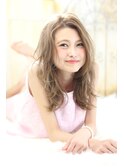 ハイトーンアッシュカラー☆愛されふんわりールセミロング