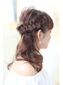 編みこみ×ハーフアップ