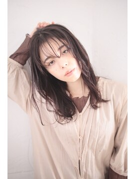 アンド(AND) 地毛風カラー　ミディアム　パーマ　暗髪　シースルー　韓国風