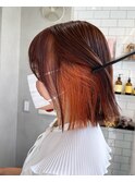 切りっぱなしボブ×コッパーオレンジ(インナーカラー)