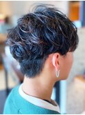 20代30代メンズハイライトツイストパーマソフトツーブロック