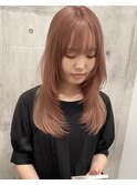 ピンクベージュ／レイヤーカット
