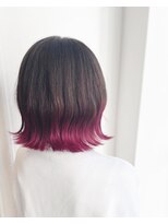 オーセンヘア(AUTHEN.HAIR)&nbsp;切りっぱなしボブ×デザインカラーピンク