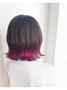 オーセンヘア(AUTHEN.HAIR) 切りっぱなしボブ×デザインカラーピンク