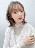 アプリコットオレンジイメチェン外ハネボブくびれヘアa