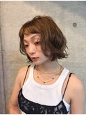 ◎ミディアムパーマデジタルパーマボブパーマブラウン前髪