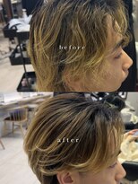 パーマ落としラボ アピッシュ 青山(apish) #メンズパーマ落としフェザーショートマッシュショート