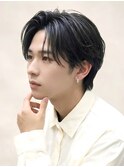 黒髪韓国風ビジカジシースルー毛流れアップバング