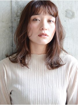 メイクス 表参道(MAKE'S omotesando) 大人かわいい ふわミディ【小顔 ベージュカラー フリンジヘア】