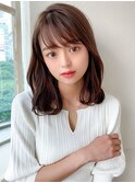 ベージュカラー/前髪パーマ/透け感/小顔カット/大人かわいい