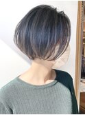 【morio原宿】ショートボブ　黒髪　ナチュラルハイライト