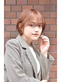 オレンジベージュ_大人ボブ_前下がりボブ_ショートボブ