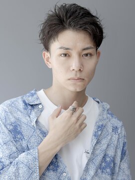 アルム 恵比寿(ARUIM) 無造作アップバング外ハネニュアンスパーマツーブロックメンズ