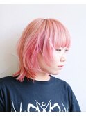 ぱっつん前髪ウルフ×ピンク