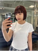 透明感ブリーチなしラテベージュ前下がり小顔ショートボブ