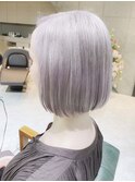 前下がりボブヘア/アッシュグレージュカラー ダブルカラー