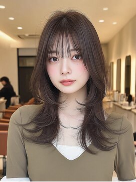 ケシキ 表参道 原宿(kesiki.) ミディアムレイヤー顔周りカットハッシュカットワンホンレイヤー