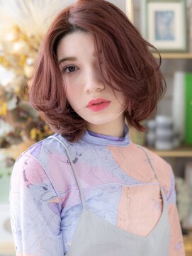 カバーヘア ブリス 大宮西口(COVER HAIR bliss) センターパート/ダスティピンク/チェリーレッド/大人ボブ/30代g