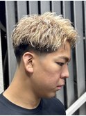 テーパーフェード/茶金メッシュ