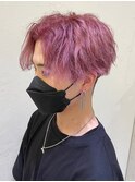 ピンクカラー 韓国風センターパート