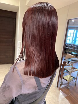 ジャム(Jam) 切りっぱなしロブ×秋色レッドカラーでお洒落髪に★中村大輔