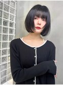 黒髪 フェイスレイヤーボブ