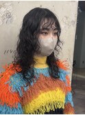 ロングウルフカット/韓国風ウルフヘア/顔周りレイヤーカット